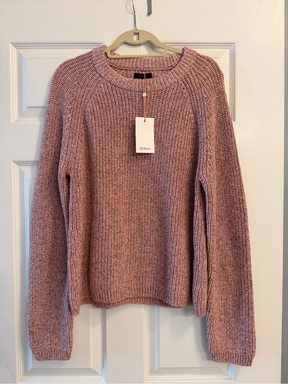 Quince 100% Organic Cotton Fisherman Crew Sweater - Dusty Rose